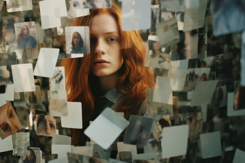 Mulher repleta de postites.